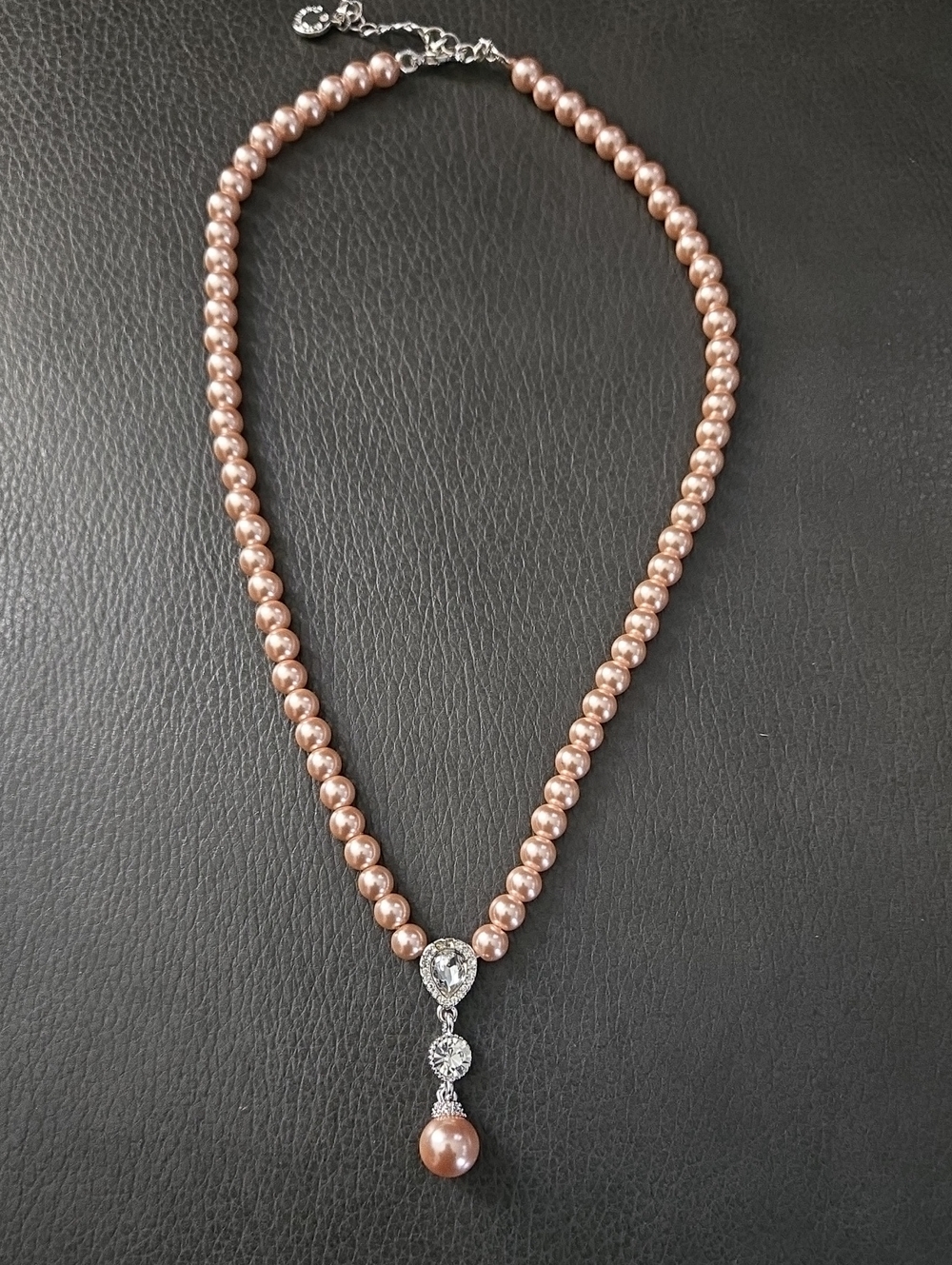Charter Club Blush Pearl Necklace with Crystal Drop